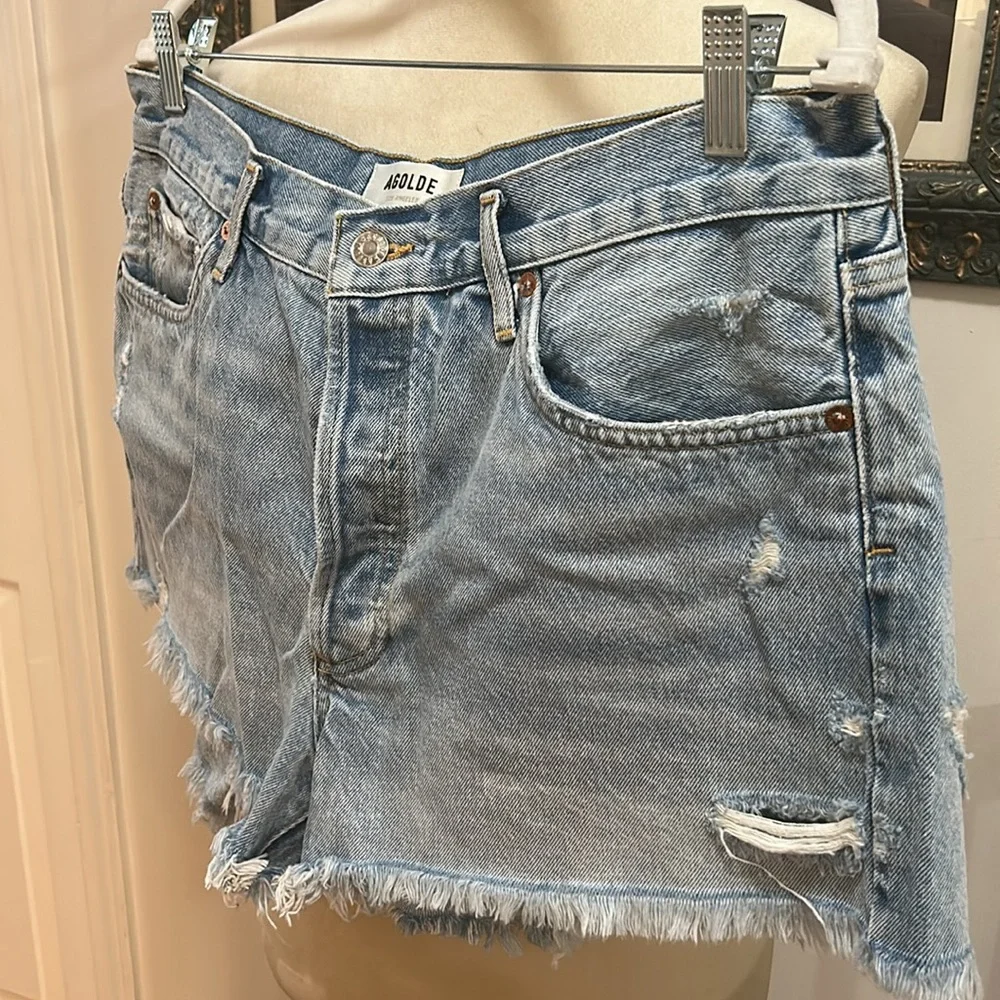Agolde Light Blue Jean Shorts - Picture 10 of 11